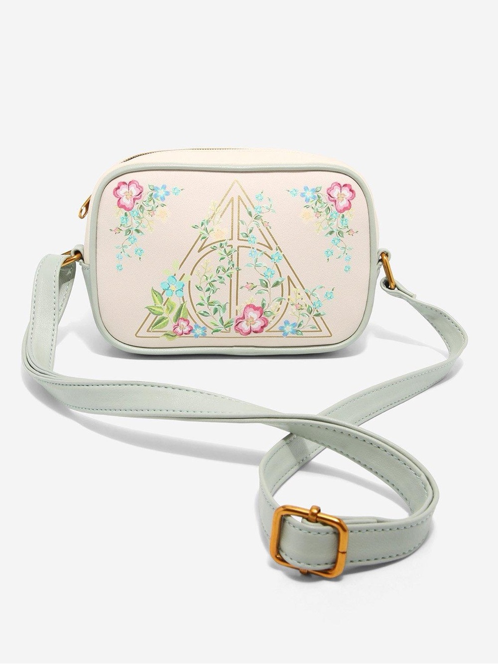 Loungefly Harry Potter Floral Deathly Hallows Crossbody Bag Pastel Vegan Leather